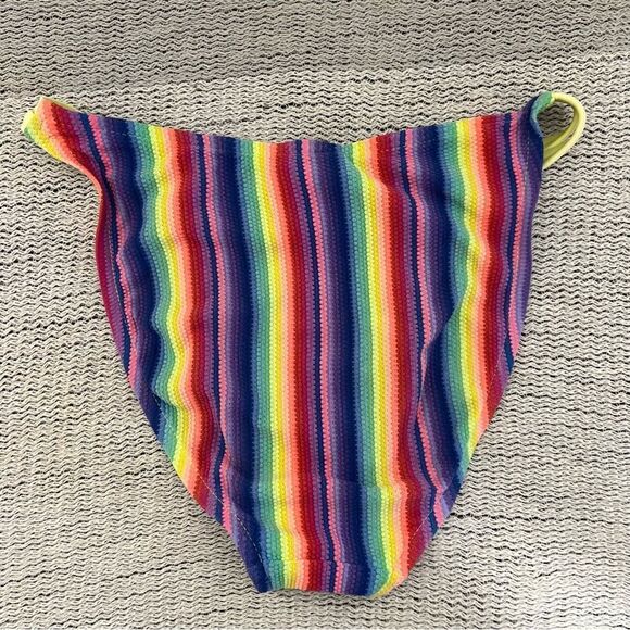 Vintage 90’s Sassafras Rainbow Striped String Beachy Bikini Size S/M - Picture 3 of 15
